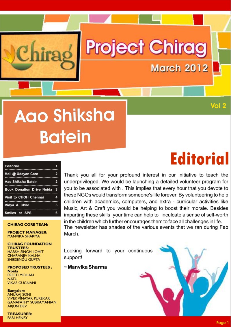 Chirag Foundation Newsletter - March 2012