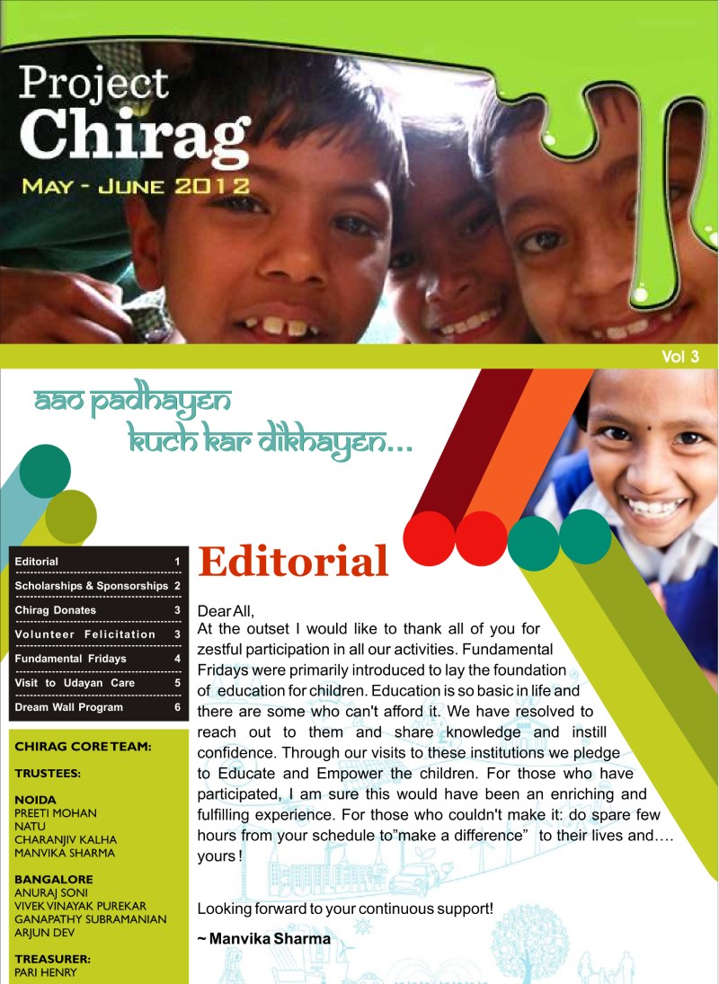 Chirag Foundation Newsletter - May 2012